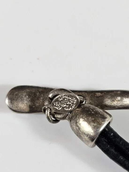 Premier Designs Silver Tone Open Circle Pendant Necklace Multi Strand Black Cord - Picture 7 of 8